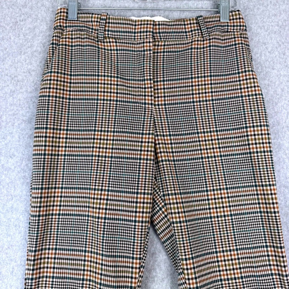 H&M Plaid Trousers Womens 6 Brown Green Glen Check Straight Leg Corpcore